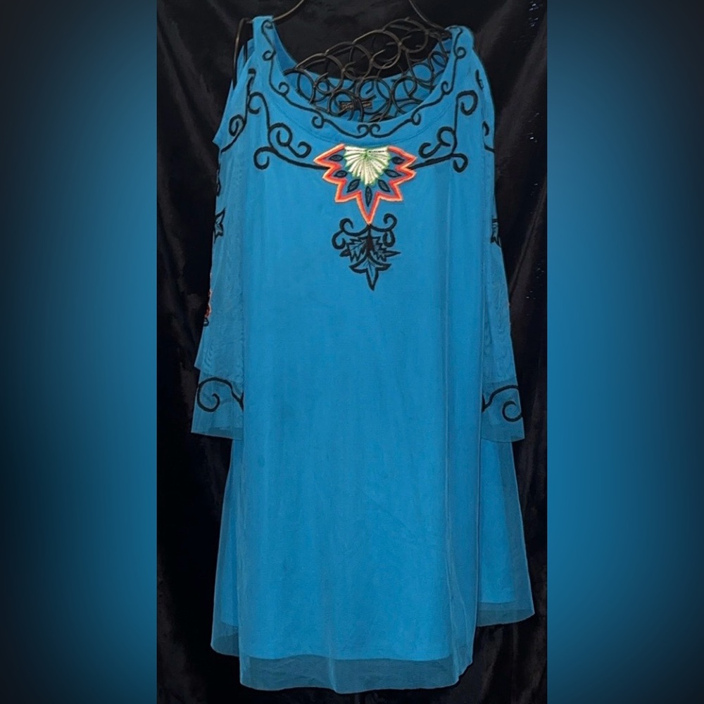 TuNique Blue Tunic with Embroidery